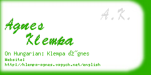 agnes klempa business card